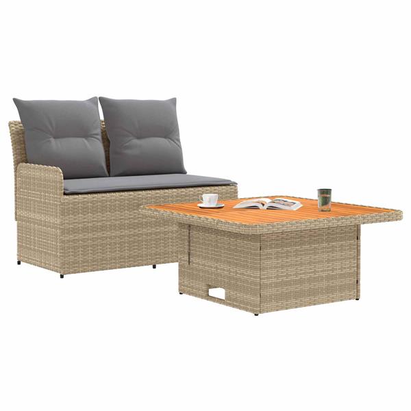 Grote foto vidaxl tuin armsteun sofa met opklaptafel 2 stuk beige en licht grijs tuin en terras tuinmeubelen