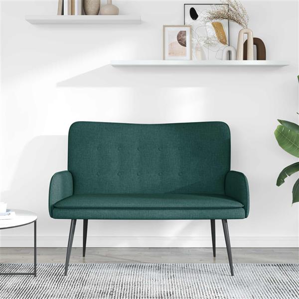 Grote foto vidaxl 2 zits sofa donkergroen 115 x 61 x 87 cm stof huis en inrichting bankstellen