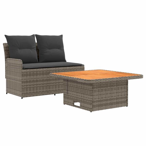 Grote foto vidaxl tuin armsteun sofa met opklaptafel 2 stuk grijs en donkergrijs tuin en terras tuinmeubelen