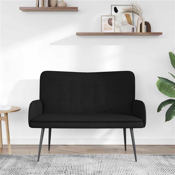 Grote foto vidaxl 2 zits sofa zwart 115 x 61 x 87 cm stof huis en inrichting bankstellen