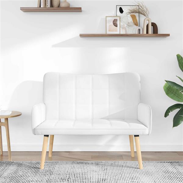 Grote foto vidaxl twee persoons sofa wit 115 x 61 x 87 cm stof huis en inrichting bankstellen