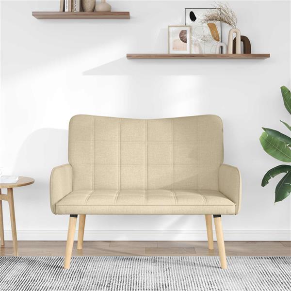 Grote foto vidaxl twee persoons sofa cr me 115 x 61 x 87 cm stof huis en inrichting bankstellen