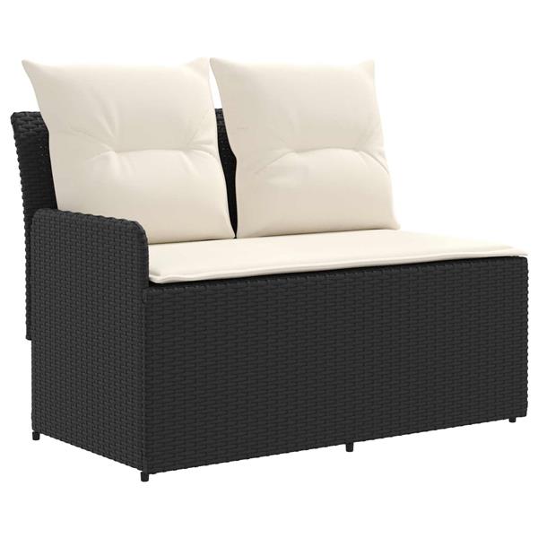 Grote foto vidaxl tuin armsteun sofa met opklaptafel 2 stuk zwart en cr me tuin en terras tuinmeubelen