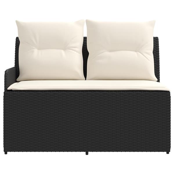 Grote foto vidaxl tuin armsteun sofa met opklaptafel 2 stuk zwart en cr me tuin en terras tuinmeubelen