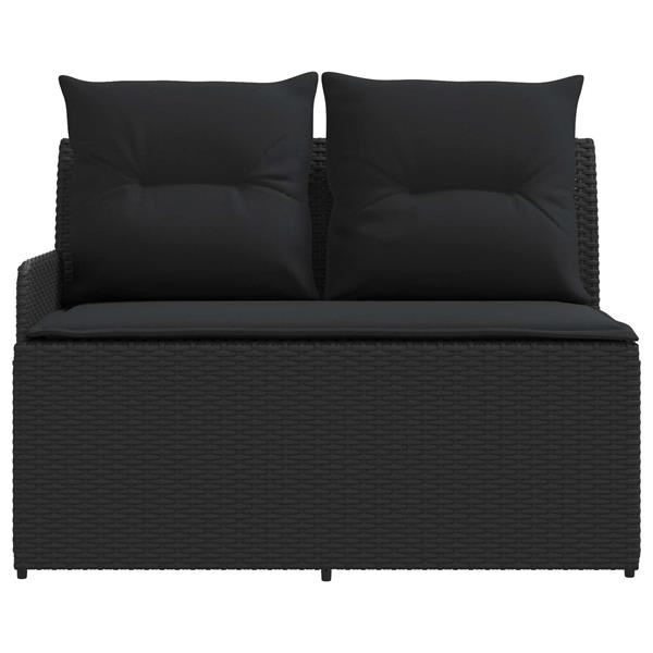 Grote foto vidaxl tuin armsteun sofa met opklaptafel 2 stuk zwart pe rattan tuin en terras tuinmeubelen