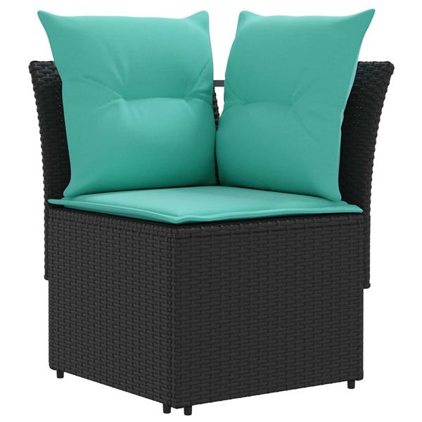 Grote foto vidaxl tuinstoel met armleuning en hoekbank 2 stuk zwart en turquoise tuin en terras tuinmeubelen