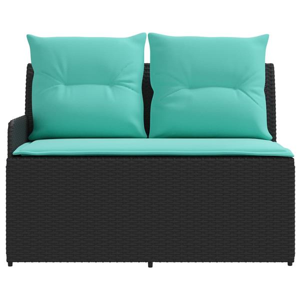 Grote foto vidaxl tuinstoel met armleuning en hoekbank 2 stuk zwart en turquoise tuin en terras tuinmeubelen