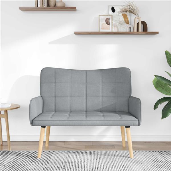 Grote foto vidaxl twee persoons sofa lichtgrijs 115 x 61 x 87 cm stof huis en inrichting bankstellen