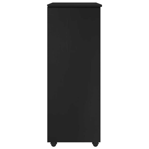 Grote foto vidaxl rolling kast met wiel zwart 53 x 39 x 103 cm massief vurenhout huis en inrichting overige