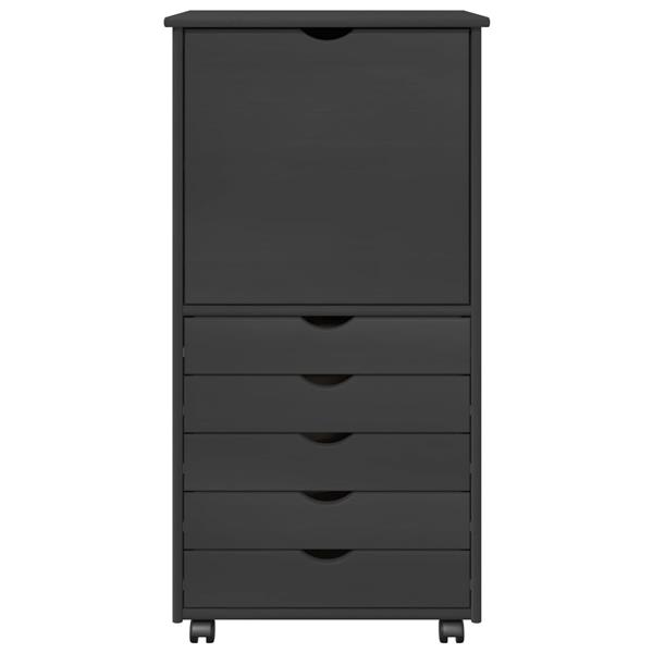 Grote foto vidaxl rolling kast met wiel grijs 53 x 39 x 103 cm massief vurenhout huis en inrichting overige