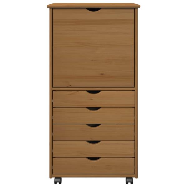 Grote foto vidaxl rolling kast honingbruin 53 x 39 x 103 cm massief vurenhout huis en inrichting overige