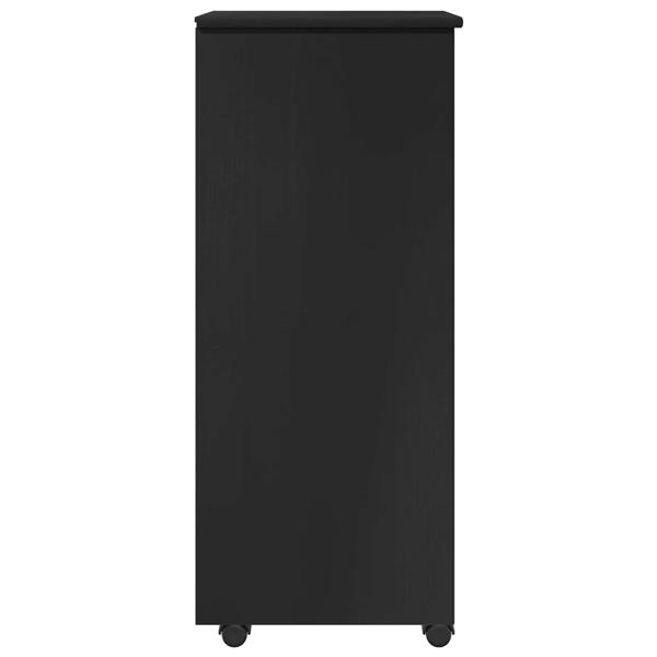 Grote foto vidaxl rolling kast met wiel zwart 34 x 39 x 93 5 cm massief vurenhout huis en inrichting overige