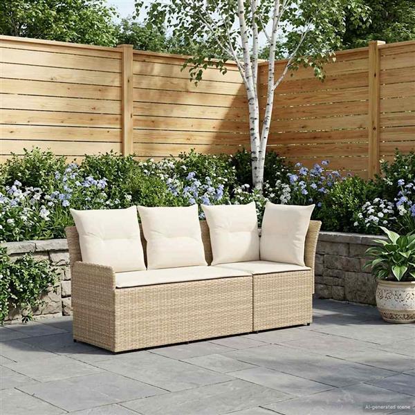 Grote foto vidaxl tuinstoel met armleuning en hoekbank 2 stuk beige en cr me tuin en terras tuinmeubelen