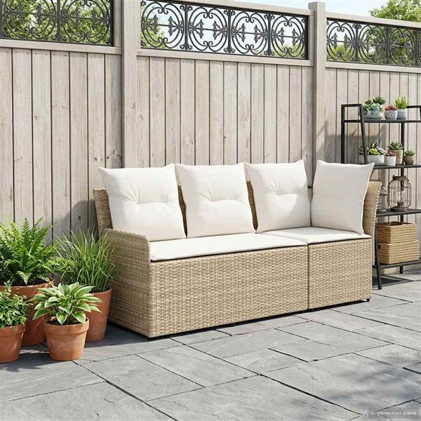 Grote foto vidaxl tuinstoel met armleuning en hoekbank 2 stuk beige en cr me tuin en terras tuinmeubelen