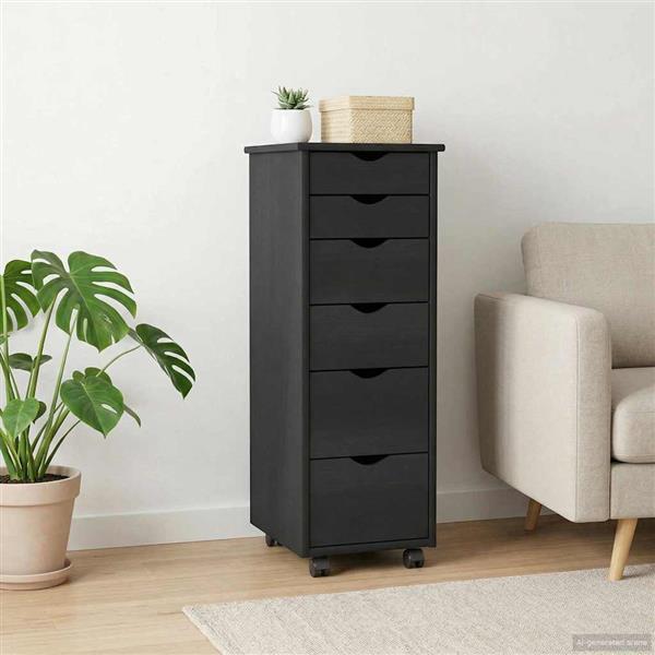 Grote foto vidaxl rolling kast met wiel grijs 34 x 39 x 93 5 cm massief vurenhout huis en inrichting overige