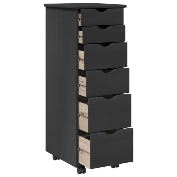 Grote foto vidaxl rolling kast met wiel grijs 34 x 39 x 93 5 cm massief vurenhout huis en inrichting overige