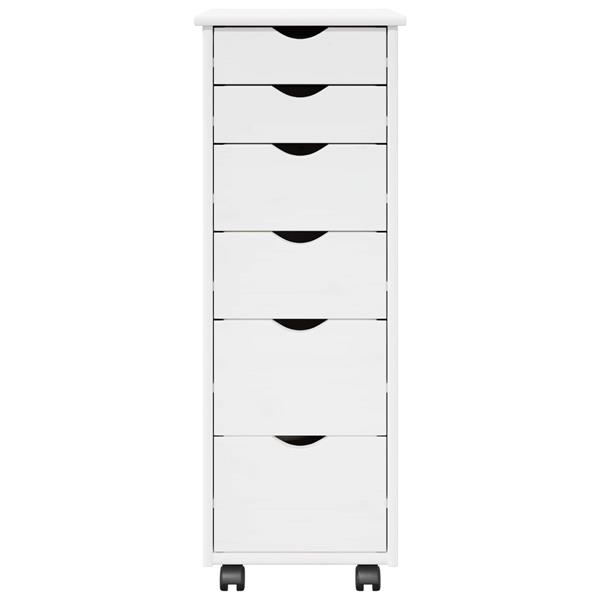 Grote foto vidaxl rolling kast met wiel wit 34 x 39 x 93 5 cm massief vurenhout huis en inrichting overige