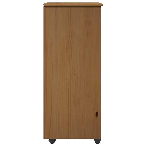 Grote foto vidaxl rolling kast honingbruin 34 x 39 x 93 5 cm massief vurenhout huis en inrichting overige