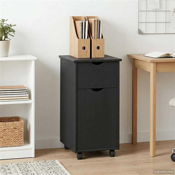 Grote foto vidaxl rolling kast met wiel grijs 34 x 39 x 65 5 cm massief vurenhout huis en inrichting overige
