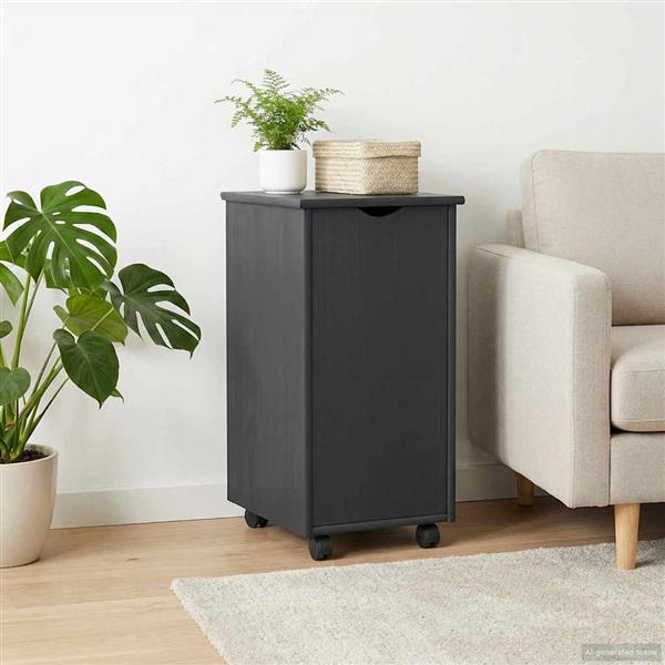 Grote foto vidaxl rolling kast met wiel grijs 34 x 39 x 65 5 cm massief vurenhout huis en inrichting overige