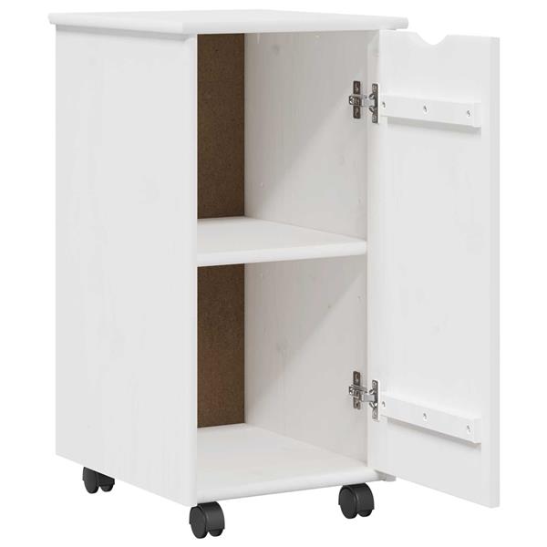 Grote foto vidaxl rolling kast met wiel wit 34 x 39 x 65 5 cm massief vurenhout huis en inrichting overige