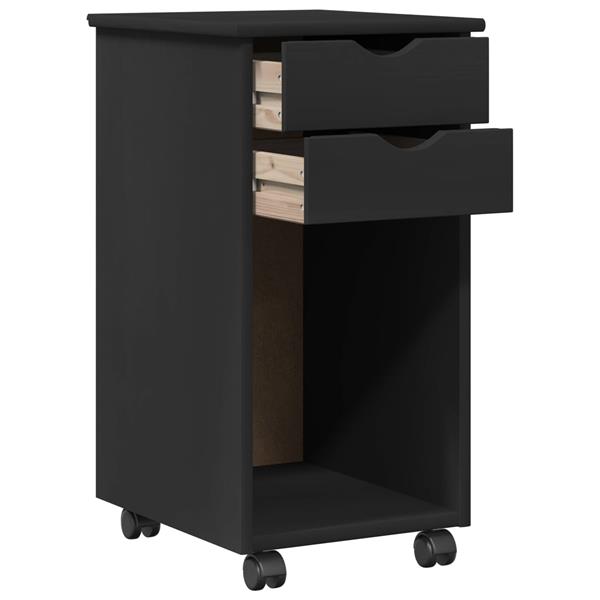 Grote foto vidaxl rolling kast zwart 34 x 39 x 65 5 cm massief grenenhout huis en inrichting overige