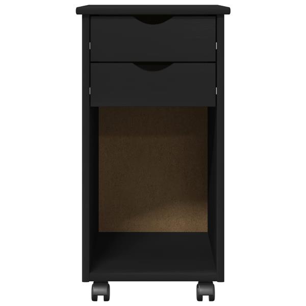 Grote foto vidaxl rolling kast zwart 34 x 39 x 65 5 cm massief grenenhout huis en inrichting overige