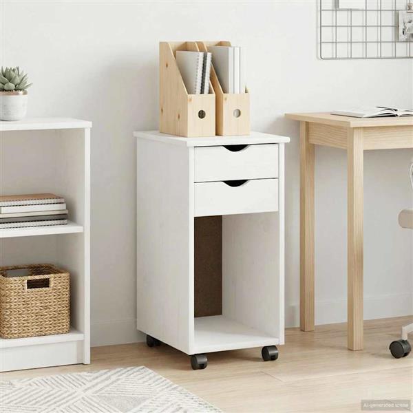Grote foto vidaxl rolling kast met wiel wit 34 x 39 x 65 5 cm massief grenenhout huis en inrichting overige