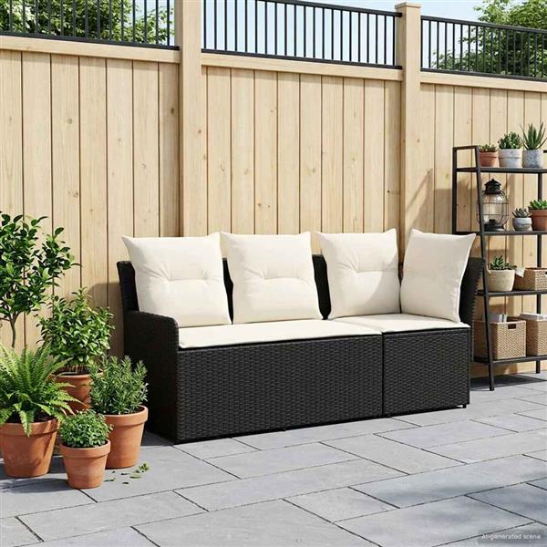 Grote foto vidaxl tuinstoel met armleuning en hoekbank 2 stuk zwart en cr me tuin en terras tuinmeubelen