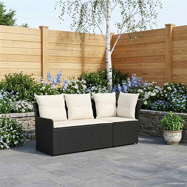 Grote foto vidaxl tuinstoel met armleuning en hoekbank 2 stuk zwart en cr me tuin en terras tuinmeubelen