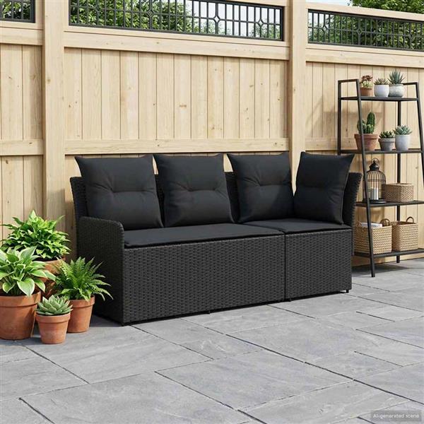 Grote foto vidaxl tuinstoel met armleuning en hoekbank 2 stuk zwart pe rattan tuin en terras tuinmeubelen