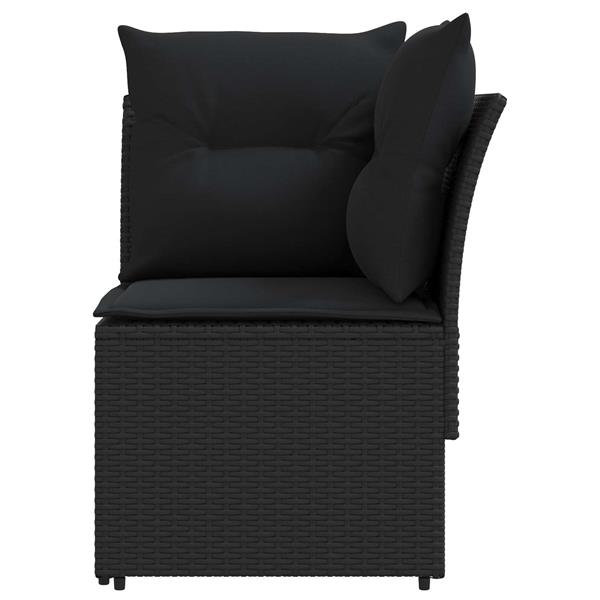 Grote foto vidaxl tuinstoel met armleuning en hoekbank 2 stuk zwart pe rattan tuin en terras tuinmeubelen