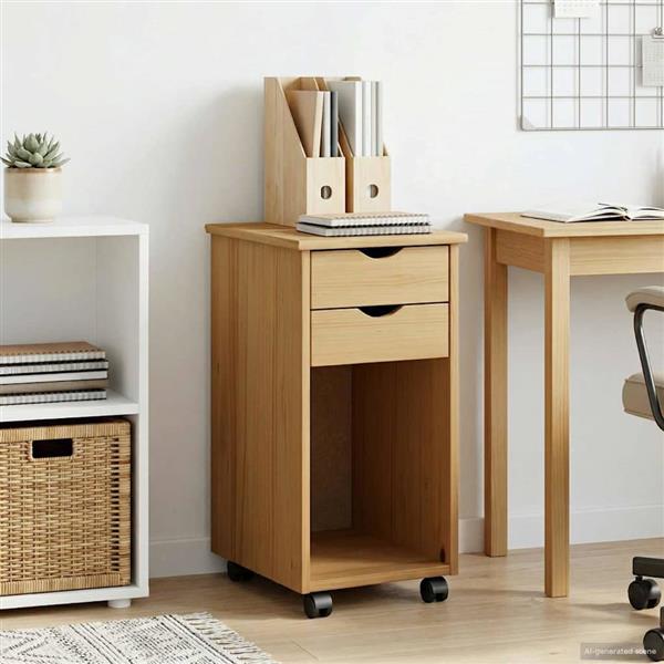 Grote foto vidaxl rolling kast honingbruin 34 x 39 x 65 5 cm massief grenenhout huis en inrichting overige