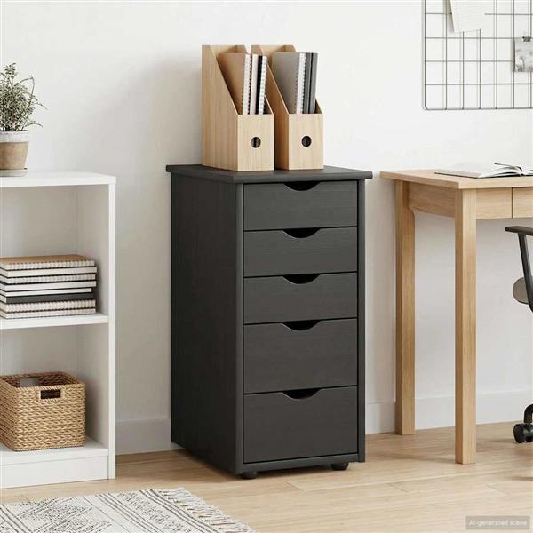 Grote foto vidaxl kast zwart 34 x 39 x 61 5 cm massief vurenhout huis en inrichting overige