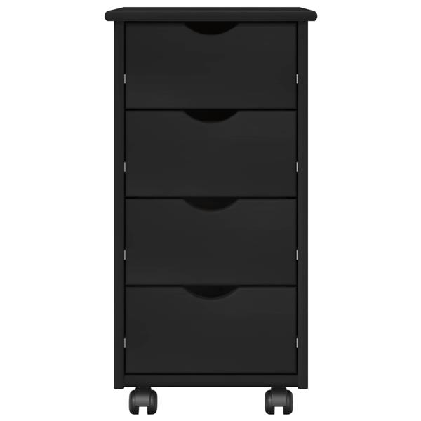 Grote foto vidaxl rolling kast met wiel zwart 34 x 39 x 65 5 cm massief vurenhout huis en inrichting overige