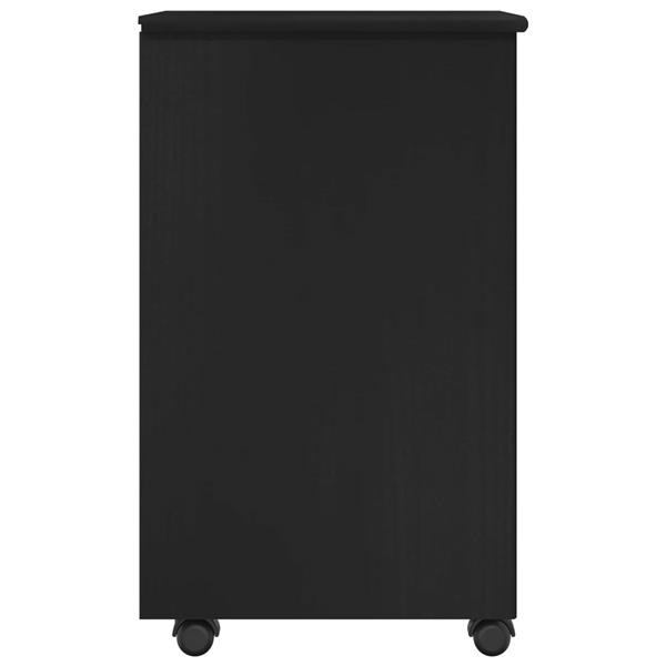 Grote foto vidaxl rolling kast met wiel zwart 34 x 39 x 65 5 cm massief vurenhout huis en inrichting overige