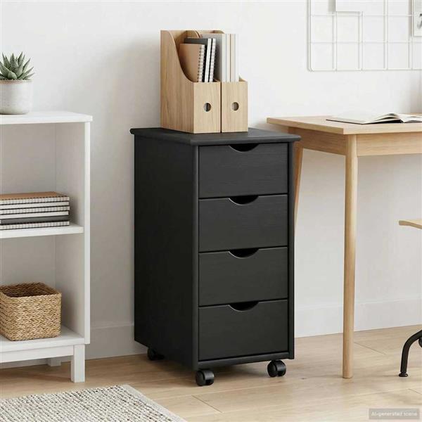 Grote foto vidaxl rolling kast met wiel grijs 34 x 39 x 65 5 cm massief vurenhout huis en inrichting overige