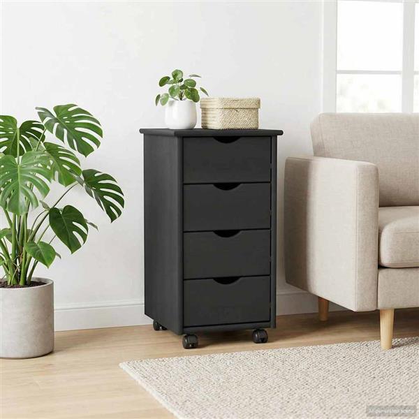 Grote foto vidaxl rolling kast met wiel grijs 34 x 39 x 65 5 cm massief vurenhout huis en inrichting overige