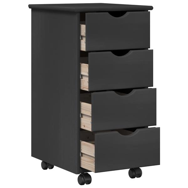 Grote foto vidaxl rolling kast met wiel grijs 34 x 39 x 65 5 cm massief vurenhout huis en inrichting overige