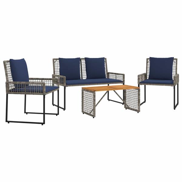 Grote foto vidaxl buitenmeubelset met kussen staal tuin en terras tuinmeubelen