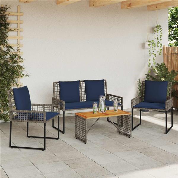 Grote foto vidaxl buitenmeubelset met kussen staal tuin en terras tuinmeubelen