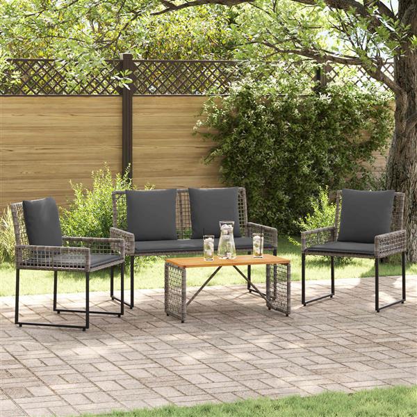 Grote foto vidaxl buitenmeubelset met kussen staal tuin en terras tuinmeubelen