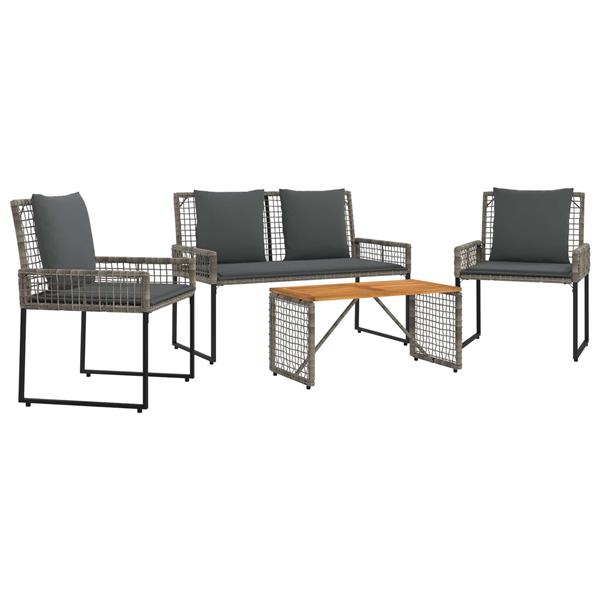 Grote foto vidaxl buitenmeubelset met kussen staal tuin en terras tuinmeubelen