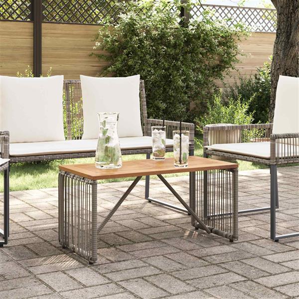 Grote foto vidaxl buiten tafel grijs en bruin 80 x 40 x 40 cm poly rattan tuin en terras tuinmeubelen