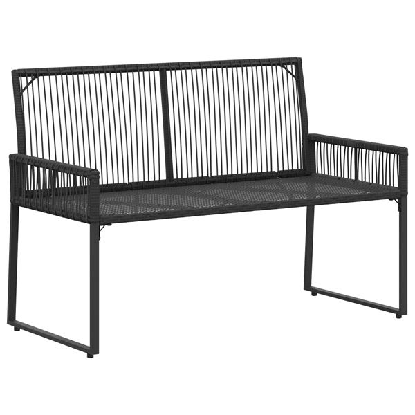 Grote foto vidaxl tuinbank met kussen 4 pcs zwart en turquoise poly rattan tuin en terras tuinmeubelen