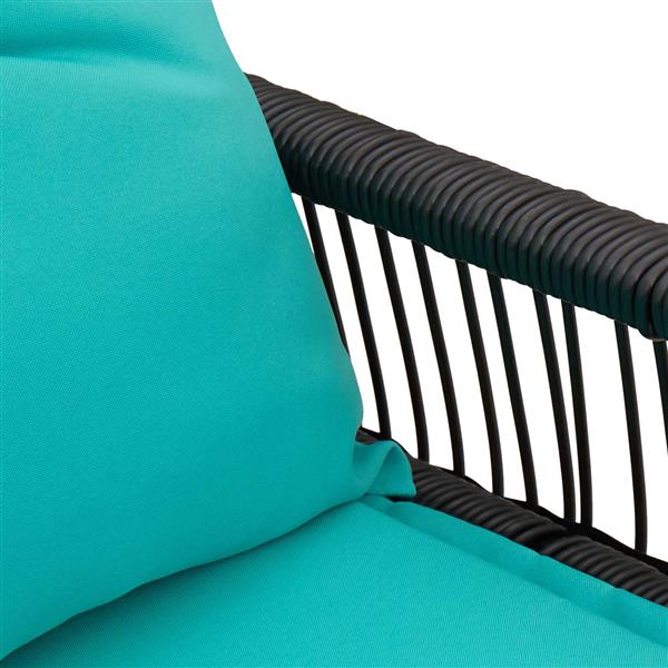Grote foto vidaxl tuinbank met kussen 4 pcs zwart en turquoise poly rattan tuin en terras tuinmeubelen