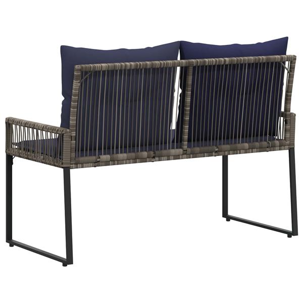Grote foto vidaxl tuinbank met kussen 4 pcs grijs en marineblauw poly rattan tuin en terras tuinmeubelen