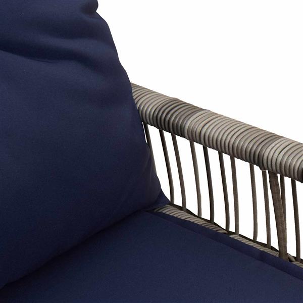 Grote foto vidaxl tuinbank met kussen 4 pcs grijs en marineblauw poly rattan tuin en terras tuinmeubelen