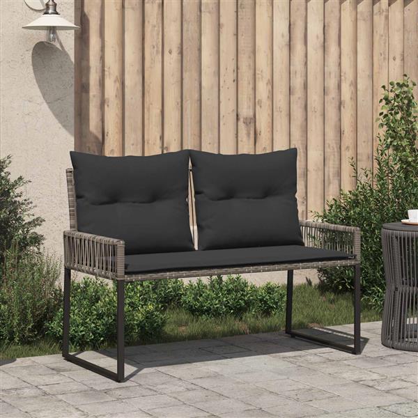 Grote foto vidaxl tuinbank met kussen 4 pcs grijs en donkergrijs poly rattan tuin en terras tuinmeubelen