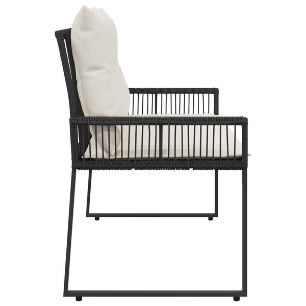 Grote foto vidaxl tuinbank met kussen 4 pcs zwart en cream wit poly rattan tuin en terras tuinmeubelen